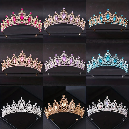 Adult Women Handmade Zinc Alloy Crystal-Rhinestone Bridal Hair Tiaras/Colors-Silver/Red/Blue/Gold/Pink/Floral