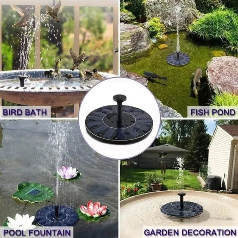 LETIITTGOO Outdoor-Indoor Garden Solar-Powered Floating Black-Multicolor Plastic Round Body Water Pump Waterfall-Fountains