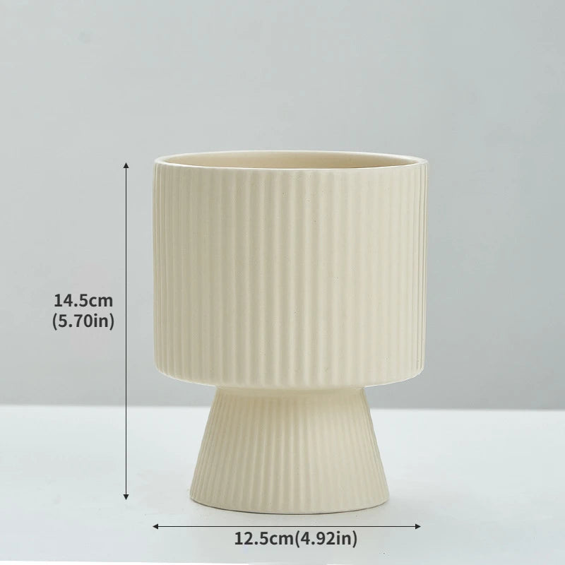 Nordic Creative Striped Ceramic Flower Pots, Modern Minimalist Morandi Vases, Green Plants, Home Decoration, Modern Decoration