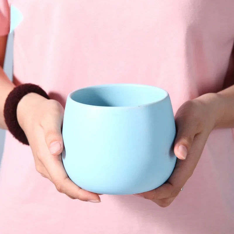 NULL Modern Small Glazed Ceramic Multicolor Round Shaped Desktop Flower Pots Planters /Colors-Colors-Gold/Blue/Pink/Gray/Black/White/Multicolor