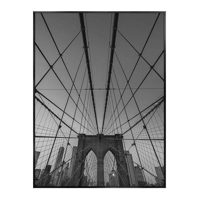 Unframed Canvas New York City-Brooklyn Bridge-Paris Tower/ Colors-Black/ White