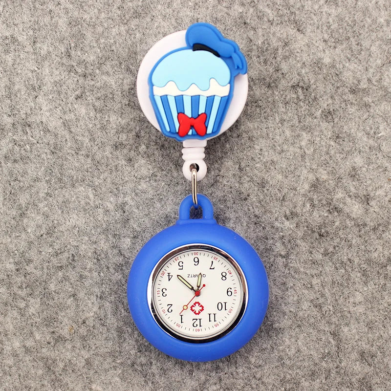 MINISO Adults Waterproof Quartz Round Red-Black Rubber Cover Metal Acrylic Case-Face Arabic Numeral Cute Cartoon Couples Minnie-Mickey Mouse-Daffy-Daisy Duck Clip-On Fob Pocket Watches/Colors-Gray/Orange/Gold/Green/Pink/Black/Brown/Blue