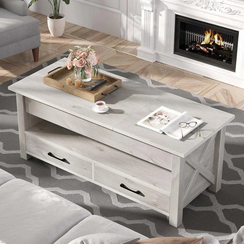 No-EN-Name-Null SEVEN TABLE Black Rectangle Lift Up Tops Hidden Compartment Two Storage Drawers Coffee Tables/ Colors-Black/Rustic Brown/Gray/Espresso