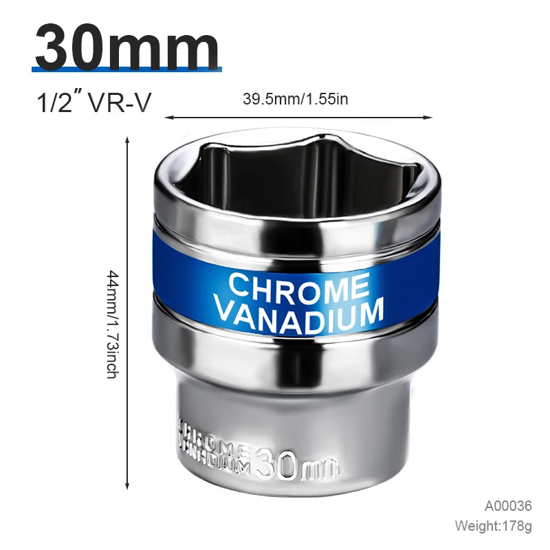 NIUXIANG Blue-Silver Chrome-Plated Steel Deep Impact Anti-Slip Card Slot Design 1/2 Hex Drive Socket Sets