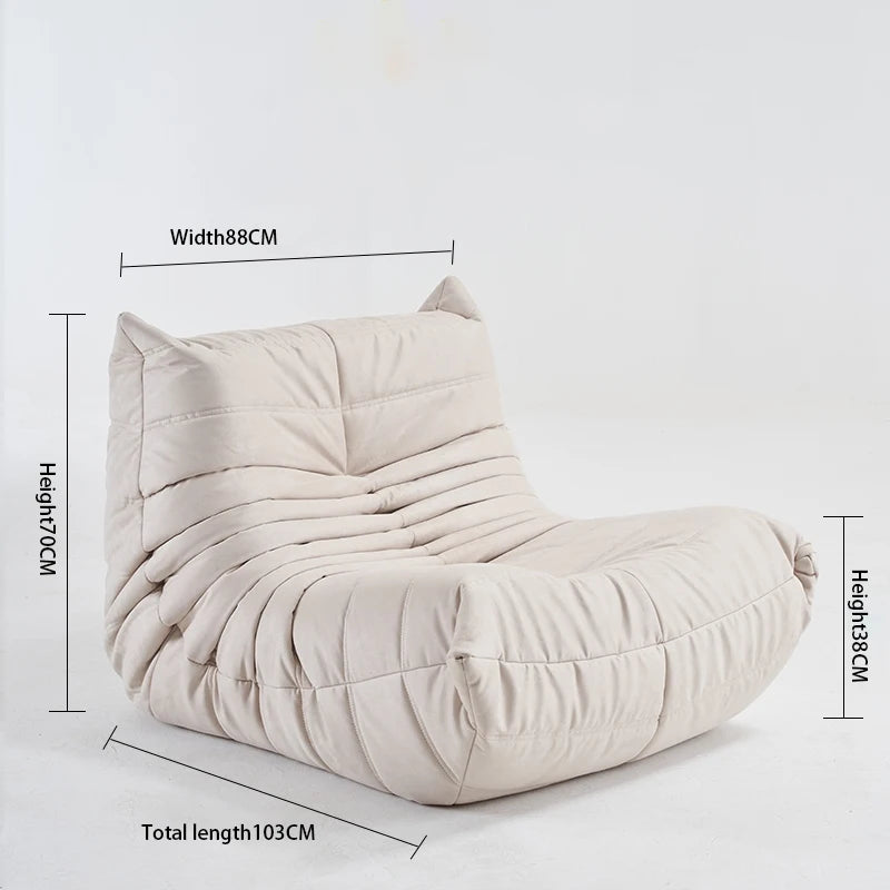 No-EN-Name-Null Modern Armless Soft Plush Orange Upholstered Padded Faux Synthetic Leather Fabric Cushions Caterpillar Bean Bag Chairs/Colors-Orange/White/Black/Blue/Pink/Gray