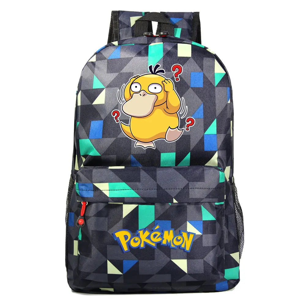 MINISO Kids Softback Waterproof Oxford Fabric Cartoon Anime Pokemon Design Adjustable Shoulder Straps-One Handle 15 Inch Laptop Single Compartment School Backpacks/Colors-Blue/Pink/Black/Multicolor