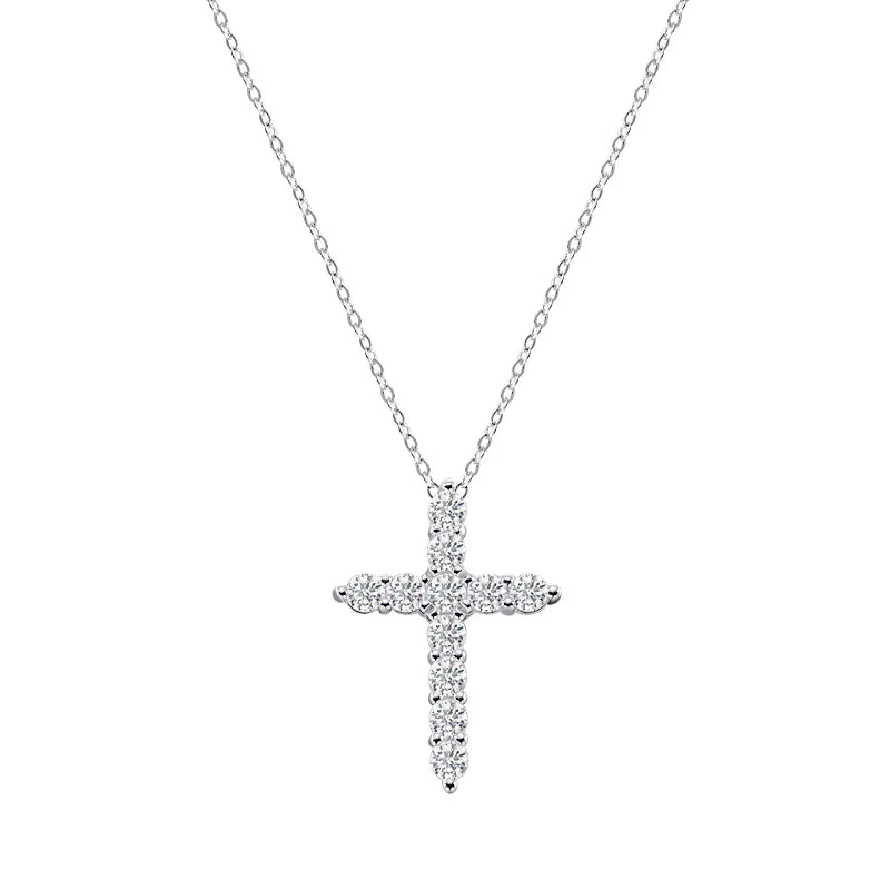 OEVAS 100% 925 Sterling Silver 2.5-5MM Cross Moissanite Necklace Pendant For Women Birthday Anniversary Gifts Fine Jewelry