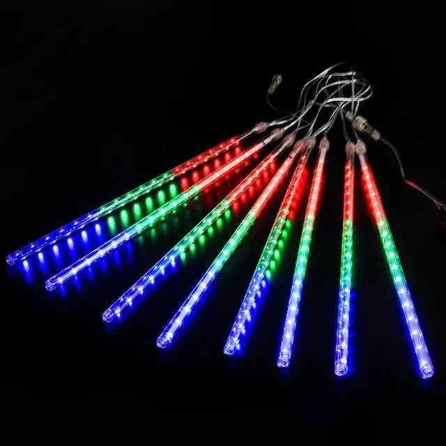 No-EN-Name-Null Outdoor Garden Waterproof RGB Multicolor LED Lights Plastic Shell Solar-Powered Realistic Meteor Shower Long Raindrops Design Light Ropes-String Lights/Colors-Clear/Blue/Red/White/Multicolor