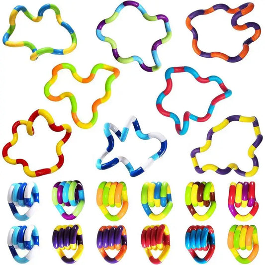 3 PCS Set Plastic Multicolor Various Shapes Hand-Eye Tangle Twisting Fine Motor Skills Anxiety-Stress Relief Fidget Toys/Colors-Orange/Multicolor/Ages: 14-18 + Years Older