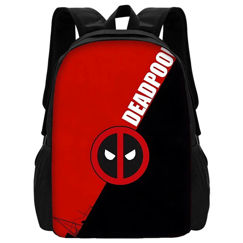 MINISO 3 PCS Waterproof Curved Back Nylon Fabric Cartoon Smiling Critters Super Hero Adjustable Straps-One Handle School Backpacks /Lunch Bags/Pencil Bag/Tablet Inserting Pocket/Water Bottle Pocket/Colors-Red/Black/Purple/Multicolor