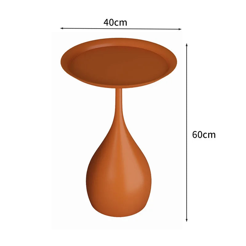 No-EN-Name-Null Modern Small Round Top-Wrought Iron Metal Base Mobile Coffee Tables/Colors-White/Light Brown/Yellow/Orange/Black/Royal Blue/Dark Blue/Size: 62 x 42 x 35cm