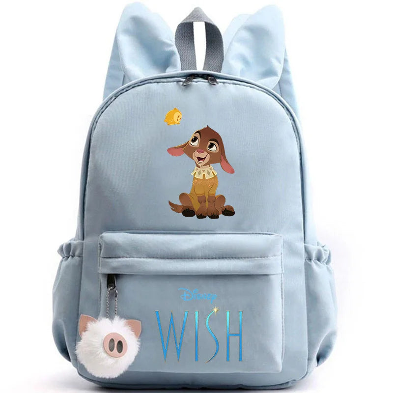 Disney Kids Cute Cartoon Wish Movie Large Waterproof Pink Nylon Fabric School Backpacks