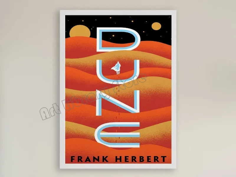 No-EN-Name-Null Modern Unframed Canvas Watercolor Retro Movie Scene Dune Desert Travel Rectangle Wall Prints/ Colors-Orange/ White/ Beige/ Blue/ Brown