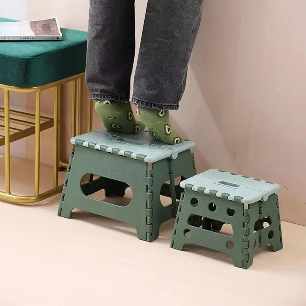 No-EN-Name-Null Modern Multicolor Lightweight Portable Hard Plastic Flat Square Shaped Top Folding Stools/Colors-Blue/Red/Green/Yellow/Black/Gray/Flora/Multicolor/White/Striped