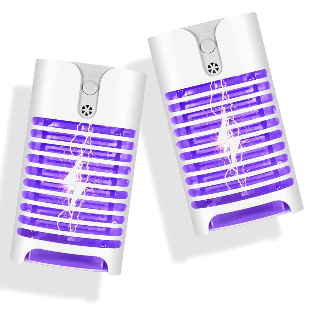 Indoor Mini Purple-White Rectangle Plastic Body 4 LED AC-Powered Killing Mosquito-Flies-Moth-Ants-Midget Insect Killer Zapping Electric Trap Lamps