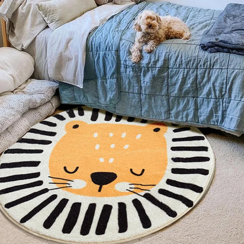 No-EN-Name-Null Printed Non-Toxic Quick-Dry Round Cute Cartoon Gray Animal Cat-Rainbow-White Clouds Nice Day Memory Form Cushion Anti-Slip Bottom Rugs/Colors-Animals/Rainbow/Multicolor/White/Pink/Black/Dots/Yellow/Blue/Geometric