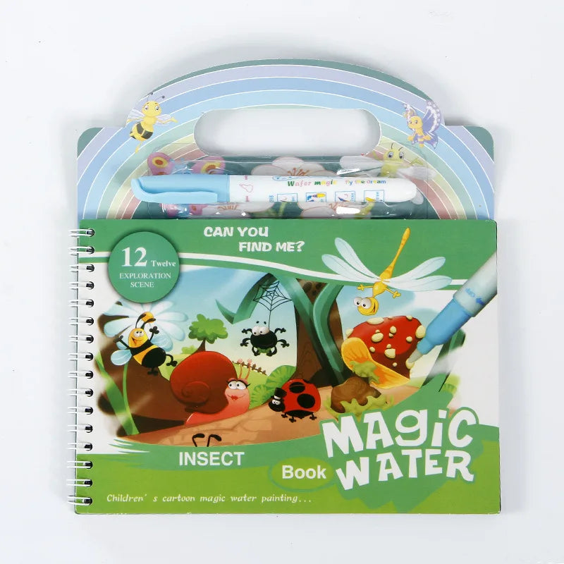 No-EN-Name-Null Babies-School-Age Kids 12 Scenes Magical Watercolor Pen Painting Multicolor Plastic-Cardboard Paper Early Educational Learning Reusable Drawing-Coloring Books-Pads /Ages: Newborn-School-Age Kids/Colors-Multicolor/Red/Green/Blue/Animal