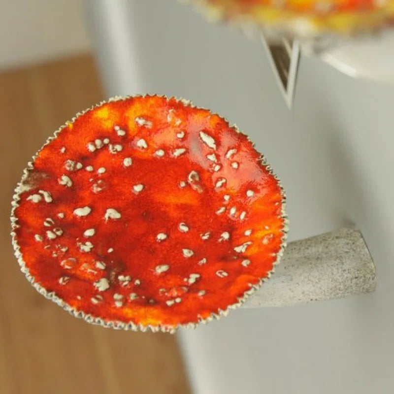 No-EN-Name-Null Modern Wall Mounted Unique Floating Shelves Red-White Amanita Mushroom Head-Stem-Cup Resin Candle Holder Trays/Colors-White/Red/Gray