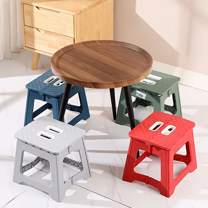 No-EN-Name-Null Modern Square Lightweight Plastic Folding Step Stools / Colors-Red/Blue/Green/ Grey/Size: 22.5x18.19cm(8.86x7.16in)