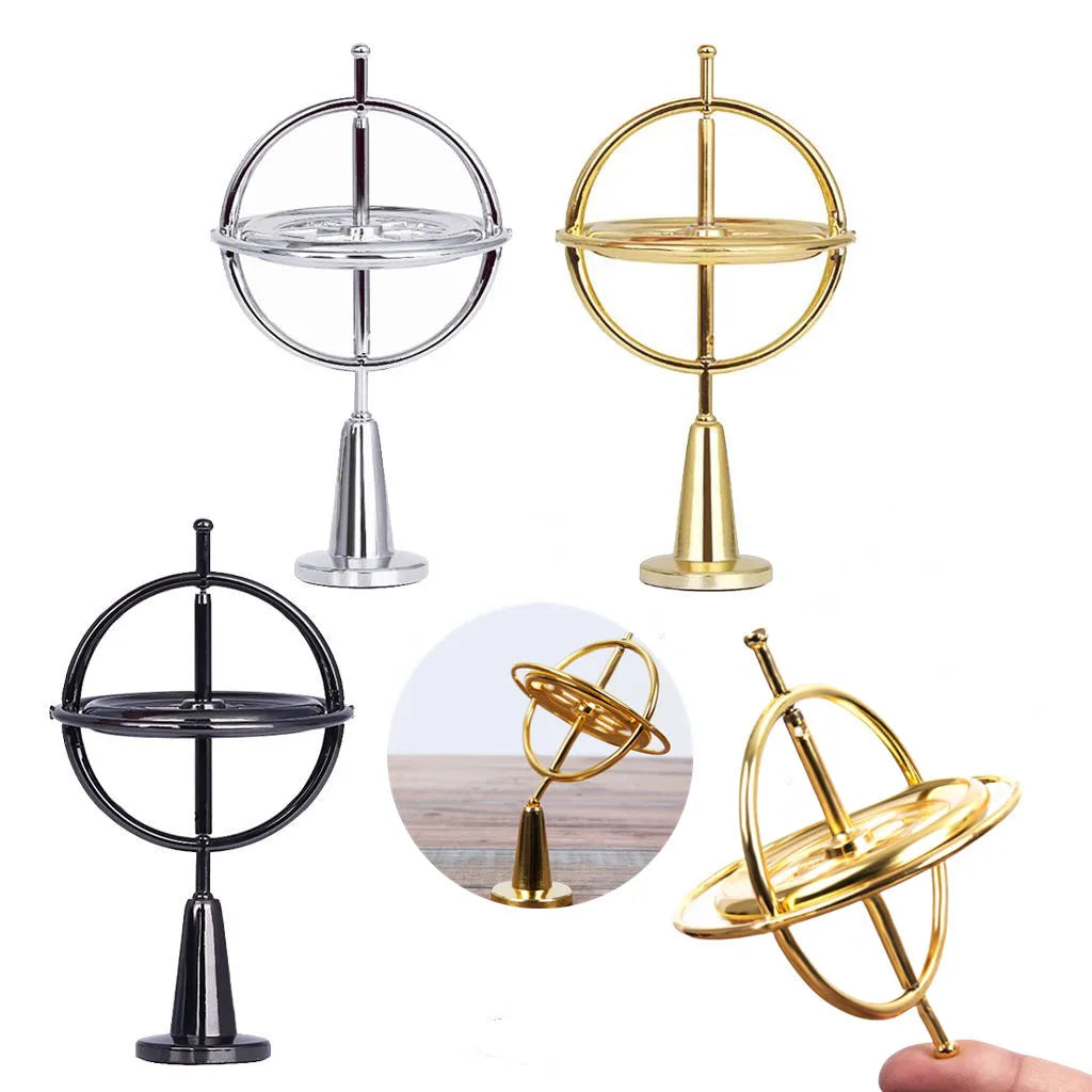MEADE One-Piece Casting Self-Balancing Finger Mechanical Gold Metal Gyroscope-Anti-Gravity Desktop Spinning Tops /Colors-Gold/Black/Silver/Ages: 13-18 Years Old-Adults