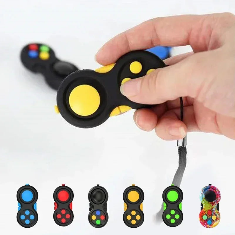 FUYAOZHISHANG Preschoolers-Adults Multicolor Plastic Handheld 8-Functions Fidget Controller Rotary Dial Electronic Lights Stress-Anxiety Reducer Keychains Activity Toys/Colors-Red/Black/Multicolor/Dots/Ages: 6-18  Years Old-Adults