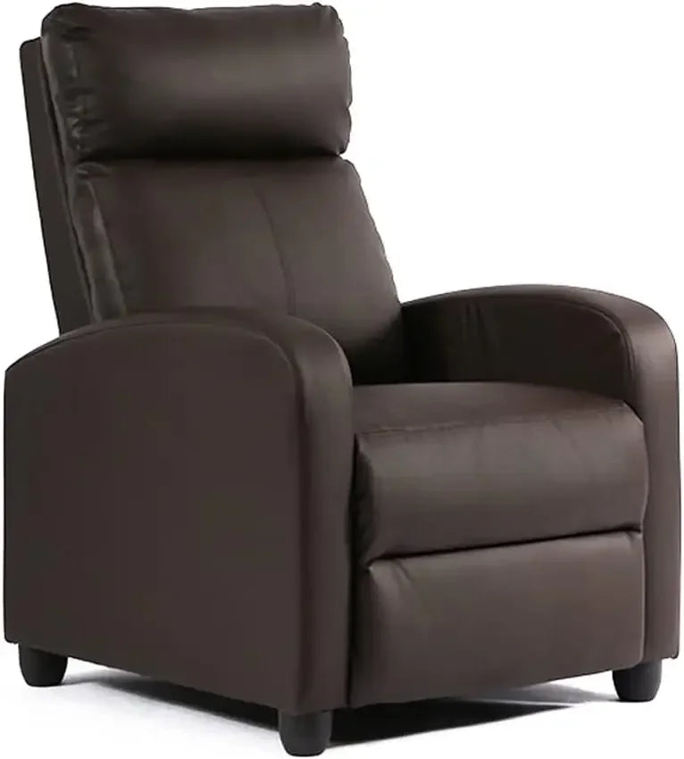 No-EN-Name-Null  Modern Remote Control Soft Black Faux Leather Cushions Upholstered Padded Backrest Massaging Recliners/Weight Capacity 275LBS/Colors-Red/Brown/Blue/Beige/Black/Light Beige