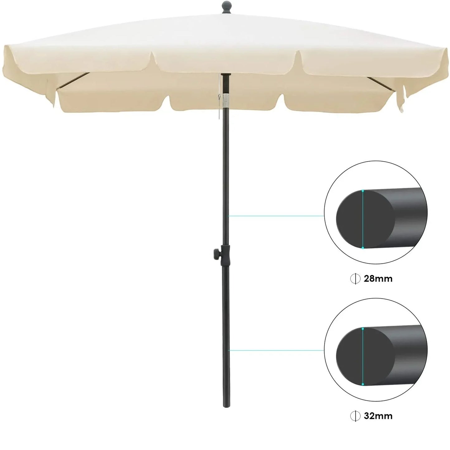 No-EN-Name-Null Adjustable Height Foldable Patio Waterproof Creamy White Beige-Gray Rectangular Shaped Cool UV-Rain Protection Copper-Zinc Alloy Pole Polyester Fabric Cover Canopy Outdoor Umbrellas