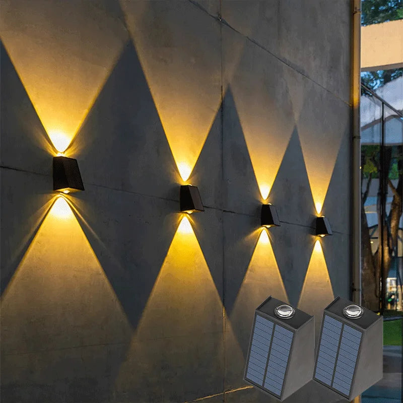 IEEYEEY Modern Waterproof Up-Down Warm-Cool White LED Square-Cone Black Plastic Body Dimmable Solar-Powered Landscape Pathway Lights/Colors-Black/White/Yellow/Gray/Blue/Multicolor