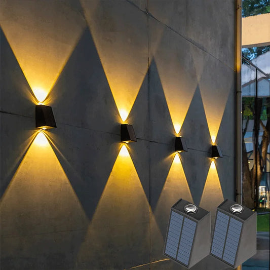 IEEYEEY Modern Waterproof Up-Down Warm-Cool White LED Square-Cone Black Plastic Body Dimmable Solar-Powered Landscape Pathway Lights/Colors-Black/White/Yellow/Gray/Blue/Multicolor