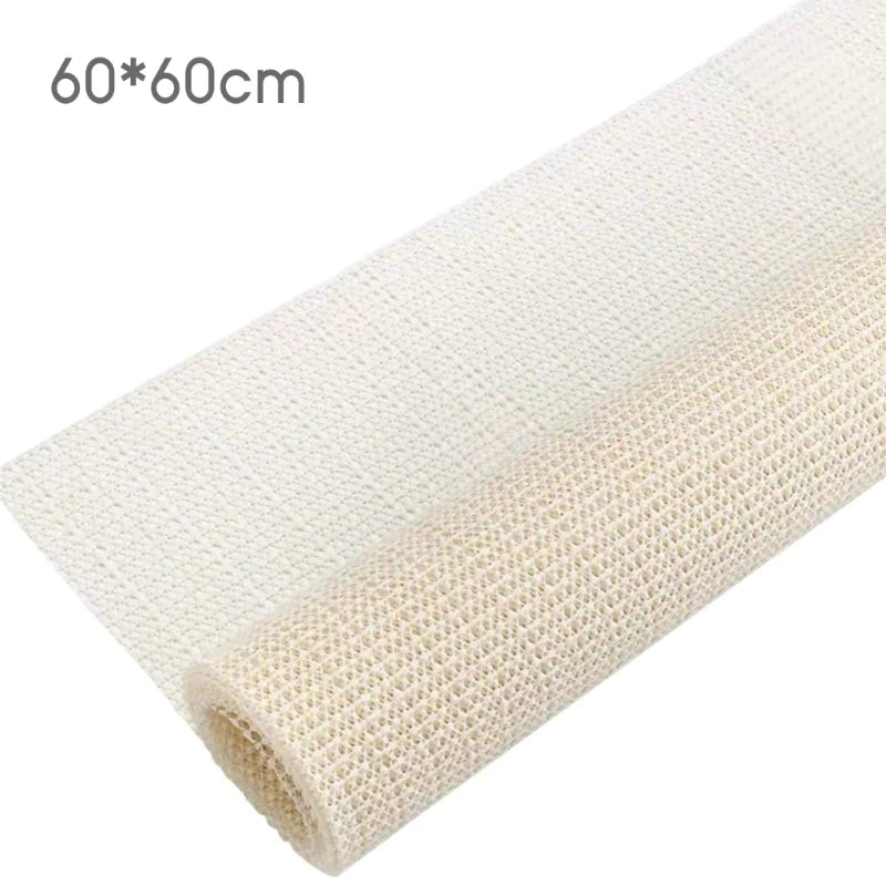 KOU-JIANG Modern Soft Comfortable Geometric Checkered Grid-Design Silicone Gel-Plastic Non-Slip Base Gripping Under Rug Pads/Hand Washable Recommend