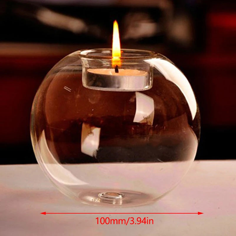 NULL Modern Clear Transparent Hollow Round Glass Globe Tealight Candle Holders/Sizes: 8cm-3.14 Inch/10cm-3.93 Inch/12cm-4.72 Inch