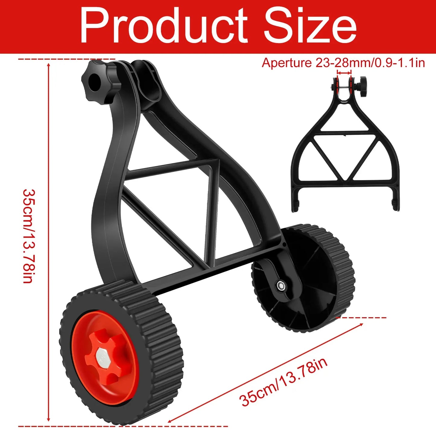 TOORISE Adjustable Height Weed-Grass Trimmers Black-Red Plastic Rollers Metal Support Wheels Weed Trimmer Accessories