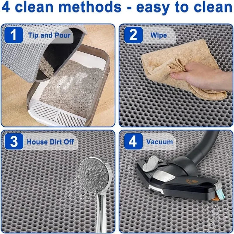 No-EN-Name-Null Non-Slip Silicone Waterproof Urine-Proof Back Double Layer Cat Litter Box Mats/Colors-Black/Beige/Pink/Gray/Blue/Brown/4 Sizes