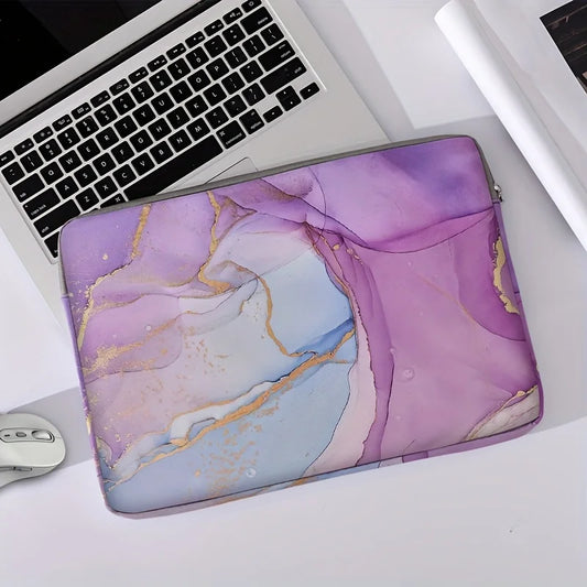 Marble Printed Laptop Polyester Zipper Briefcase Bag /Suitable for 14 inch Laptops/Colors-Purple/White/Blue/Multicolor