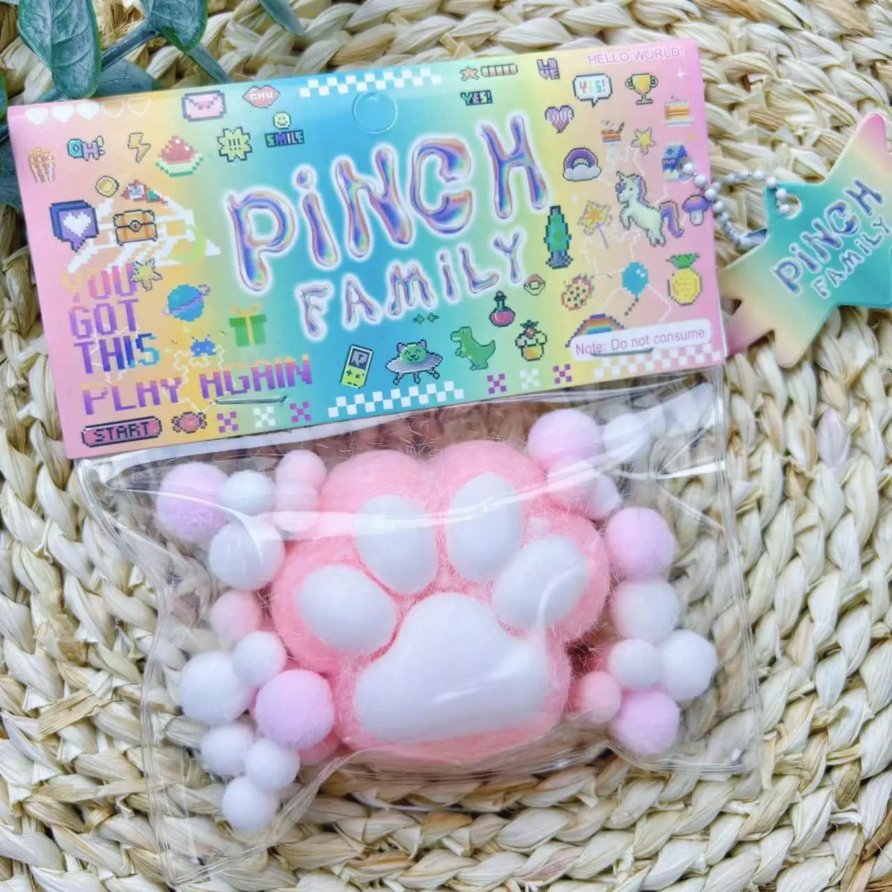 No-EN-Name-Null TPR Clear Plastic-Soft Sticky Cartoon Animal Cat Paws Print Inside Stress-Anxiety Relief Squeeze Pinch Family Executive Toys/Colors-Purple/Pink/Clear/Animal/Ages: 6-18 + Years Old-Adults