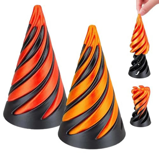 3D Printed Plastic Non-Toxic Spiral Cone-Shaped Sensory Fidget Toys/Ages: 13-18+ Years Old/Colors-Orange/Red/Black