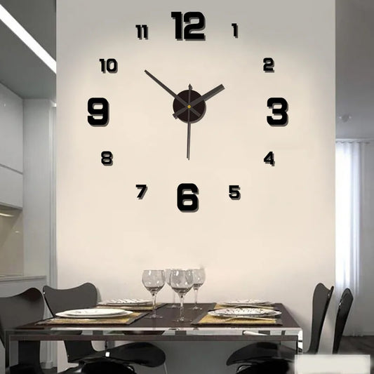3D Large Numbers Frameless Acrylic Mirror DIY Quartz Digital Wall Clock Stickers/Number 5 Battery/Battery Not Included/Colors-Black/Gold/Red/Silver