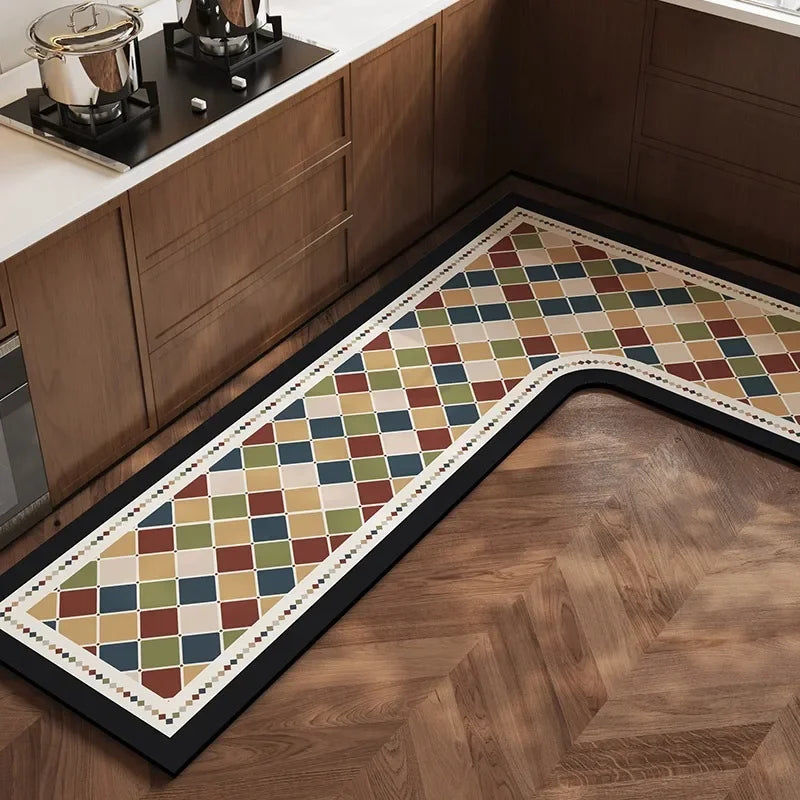 L-Shape Anti-Slip Scratch Resistant Wilton Cartoon Waterproof/Oil Proof /PVC Leather Customized Kitchen Mats/Colors-Geometric/Beige/Multicolor/Animal/Brown/Black/Many Sizes