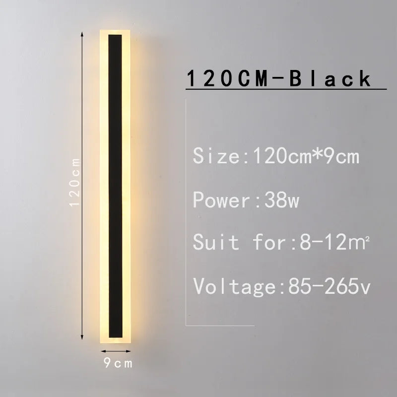 MING-JIE-LUO Indoor-Outdoor Waterproof Long Vertical Rectangle Silver Polished Chrome Aluminum Metal Body AC-Powered Acrylic Warm-Cool White LED Light Courtyard Wall Light Fixtures /Colors-Silver/Black/White