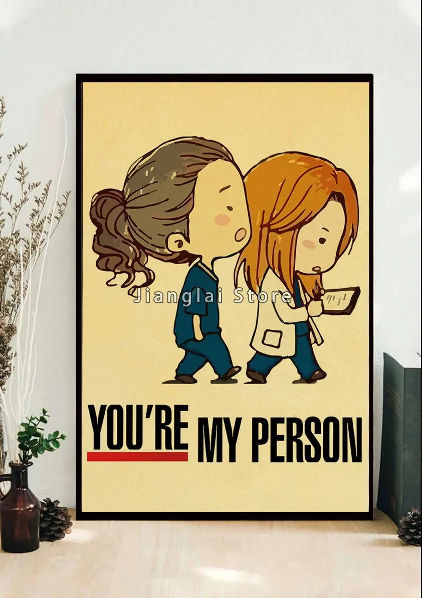 No-EN-Name-Null Unframed Printed Polyester Canvas Anime Cartoons-Movie-TV-Pop Culture-Life Changes In A Heartbeat Greys Anatomy Style Wall Art Posters/ Colors-Multicolor/Black/Beige/White/Gray/Gold/Floral