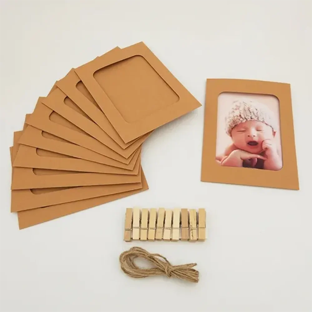 Unisex Rectangle Shape Paper Photo Picture Frame Clip Wall Art/Colors-Multicolor/Brown/Black/White