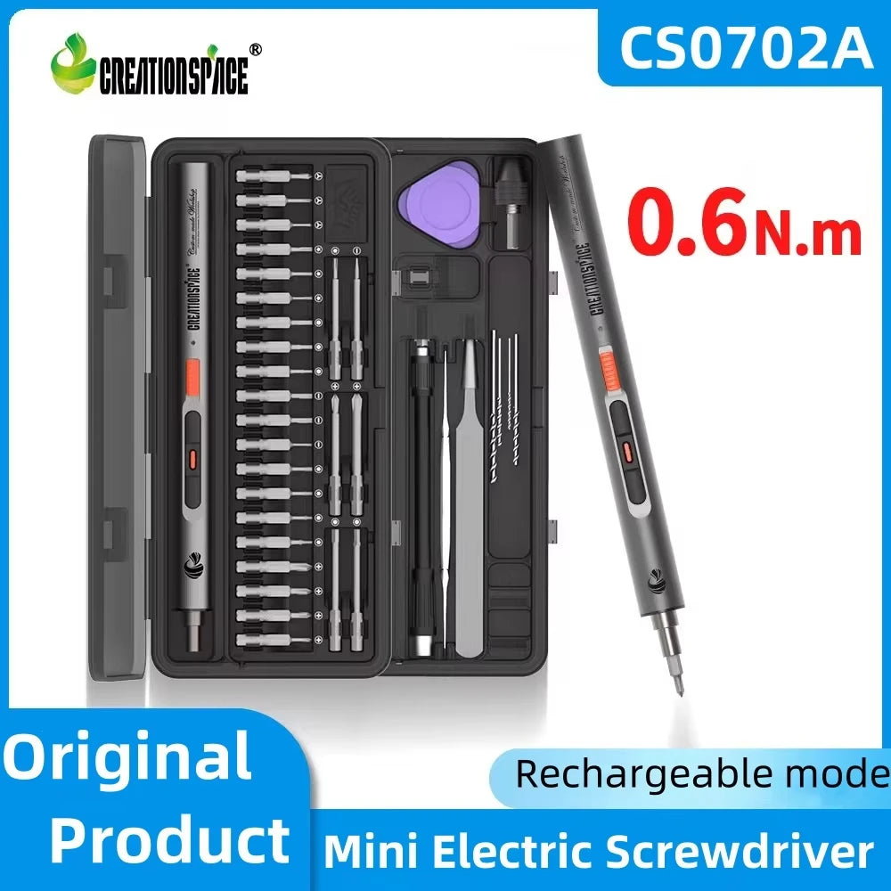 No-EN-Name-Null Mini 3.6V One-Way Clutch Silver-Black-Orange Body Electric Lithium Rechargeable Battery-Powered LED Shadowless Lights Straight Handle Power Screwdriver Sets/Colors-Black/Silver/Orange/Gray/Multicolor