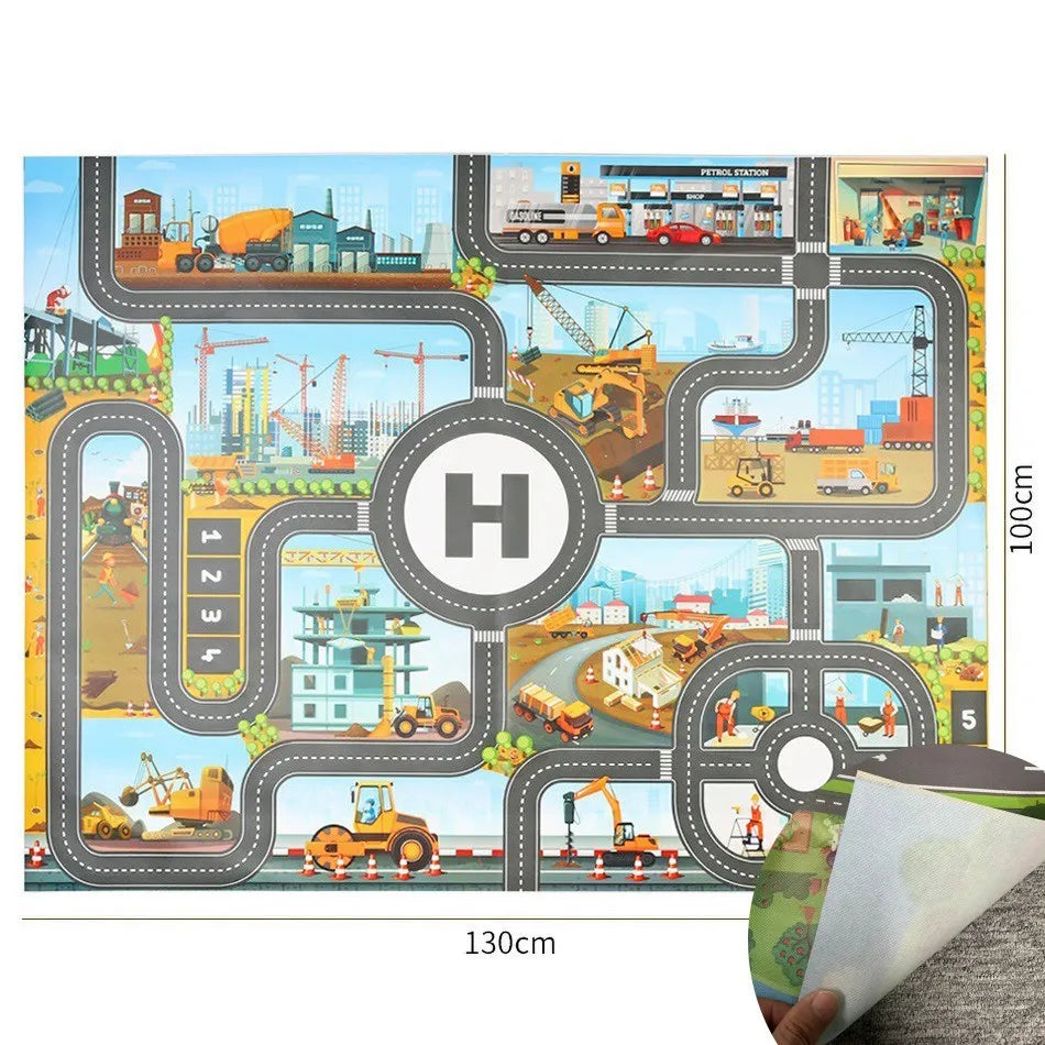 No-EN-Name-Null Kids Waterproof Foldable Rectangle Educational Developmental Multicolor Farm Animals-Dinosaurs-Life Dino Park Road Maps Crawling Plastic Play Mats/Ages: 3 Years Old + Older/Colors-Multicolor/Animals/Size: 100 x 130cm