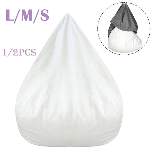 No-EN-Name-Null Removable Washable Polyester Fabric Lazy Teardrop Shaped White-Gray Mesh Bean Bag Inner Liner Chair Accessories /For Bean Bag Chair/Without Filling/Sizes: Small /Medium/ /Large