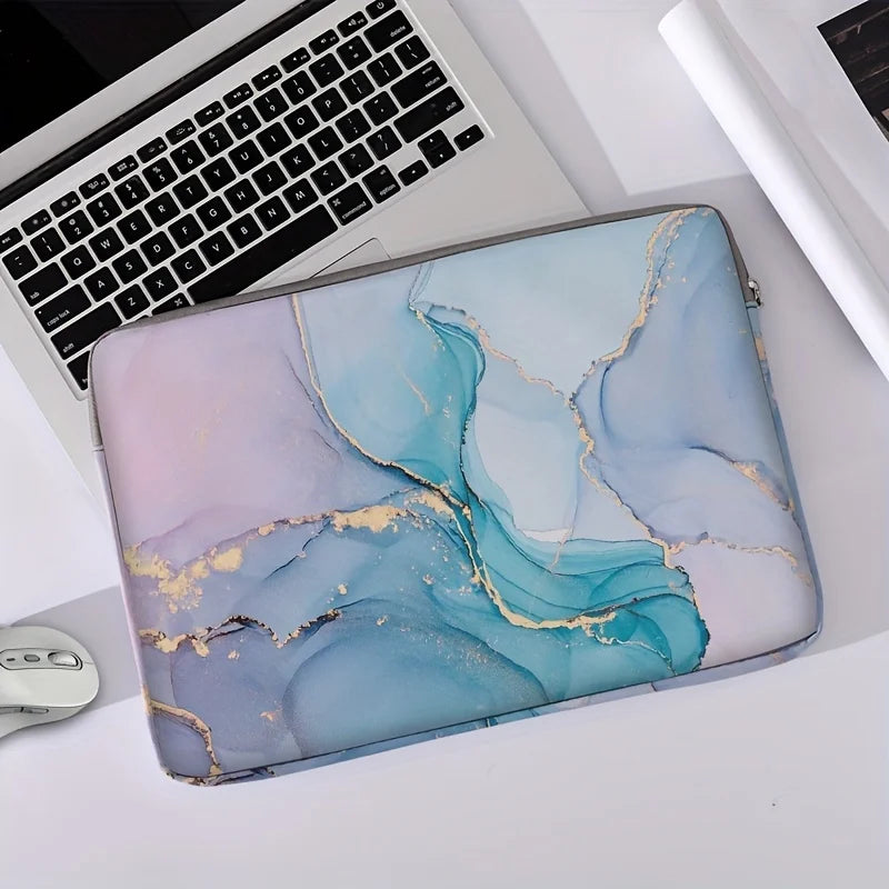 Marble Printed Laptop Polyester Zipper Briefcase Bag /Suitable for 14 inch Laptops/Colors-Purple/White/Blue/Multicolor