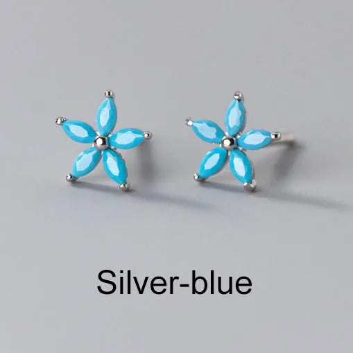INZATT Real 925 Sterling Silver Colourful Zircon Star Stud Earrings For Women Party Trendy Fine Jewelry Minimalist Accessories