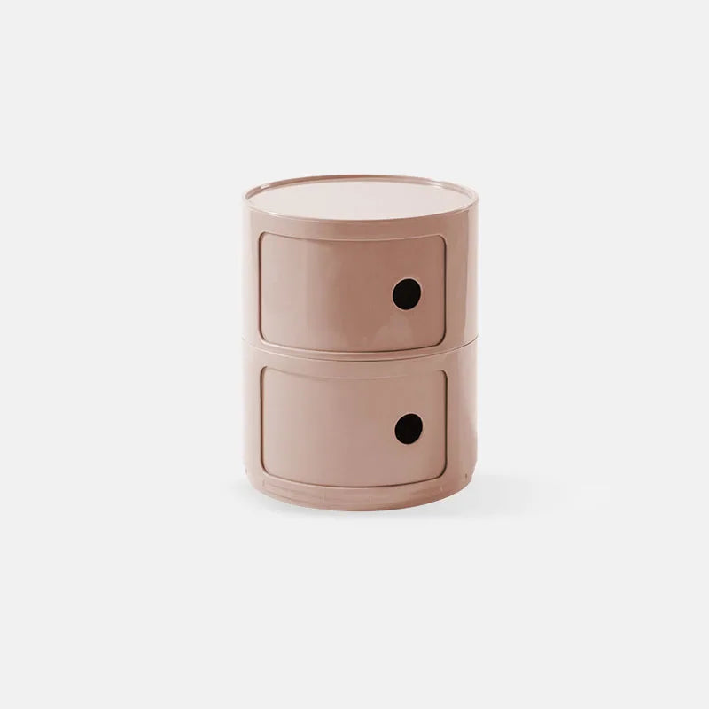 DECOPAI Modern Multicolor Waterproof Tall Plastic Round Shaped Small Narrow Three Sliding Drawers Nightstands /Multicolor