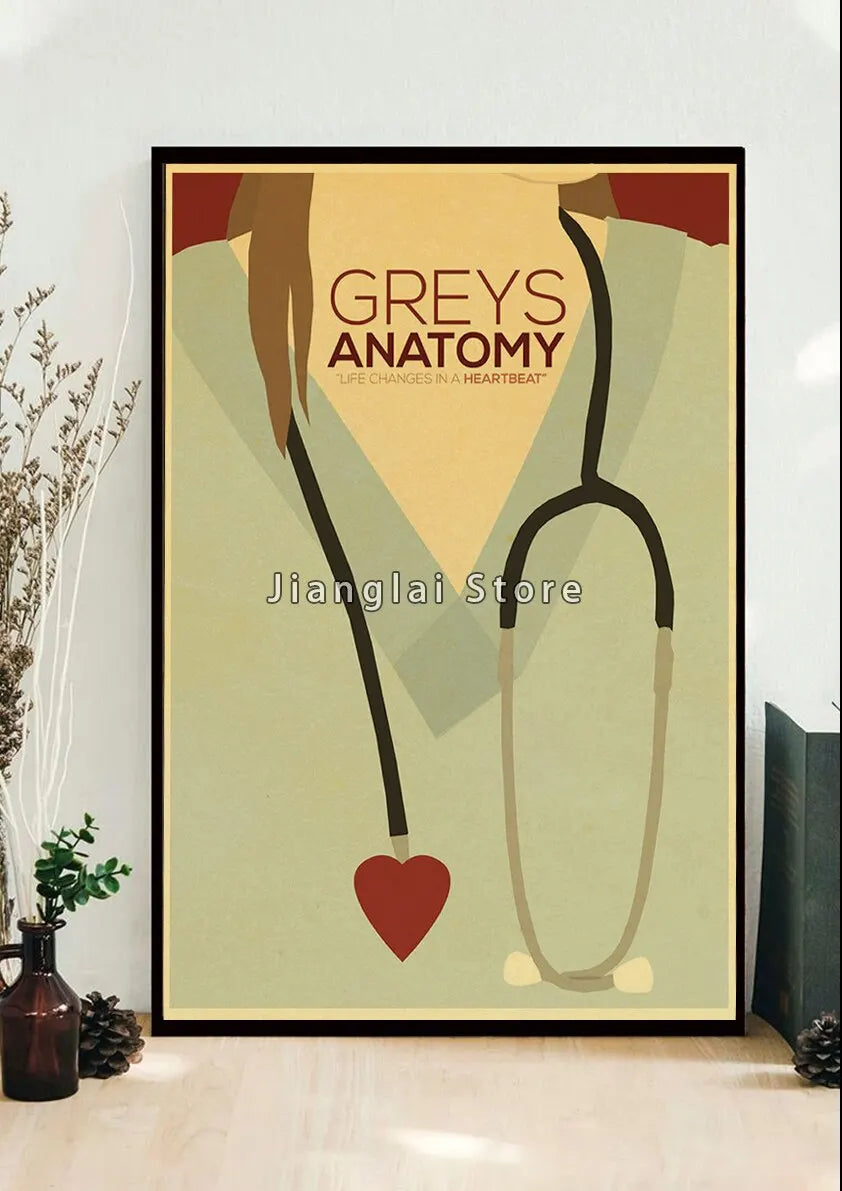 No-EN-Name-Null Unframed Printed Polyester Canvas Anime Cartoons-Movie-TV-Pop Culture-Life Changes In A Heartbeat Greys Anatomy Style Wall Art Posters/ Colors-Multicolor/Black/Beige/White/Gray/Gold/Floral