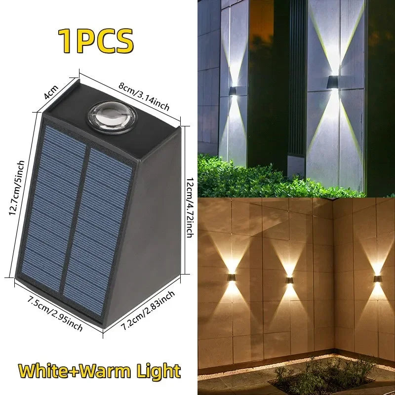IEEYEEY Modern Waterproof Up-Down Warm-Cool White LED Square-Cone Black Plastic Body Dimmable Solar-Powered Landscape Pathway Lights/Colors-Black/White/Yellow/Gray/Blue/Multicolor