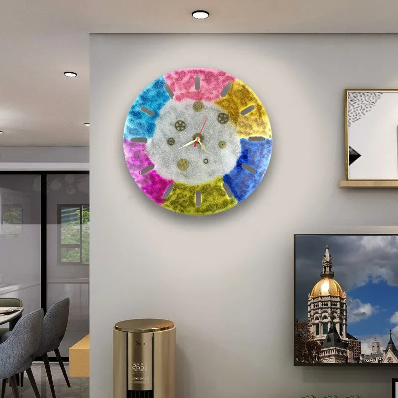 DIY Big Size Round Glitter Mirror Silicone Wall Clock Resin Gray Molds